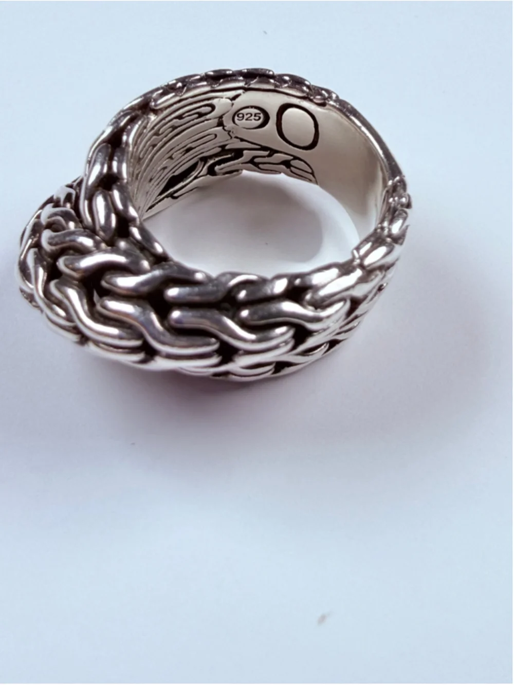John Hardy Tiga Classic Chain Overlap Wrap 925 Sterling Silver Chunky Band Ring